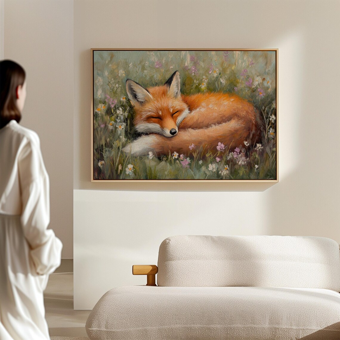 Sleeping Red Fox In Wildflower Meadow Peaceful Nature Animal Art Poster - Image 4