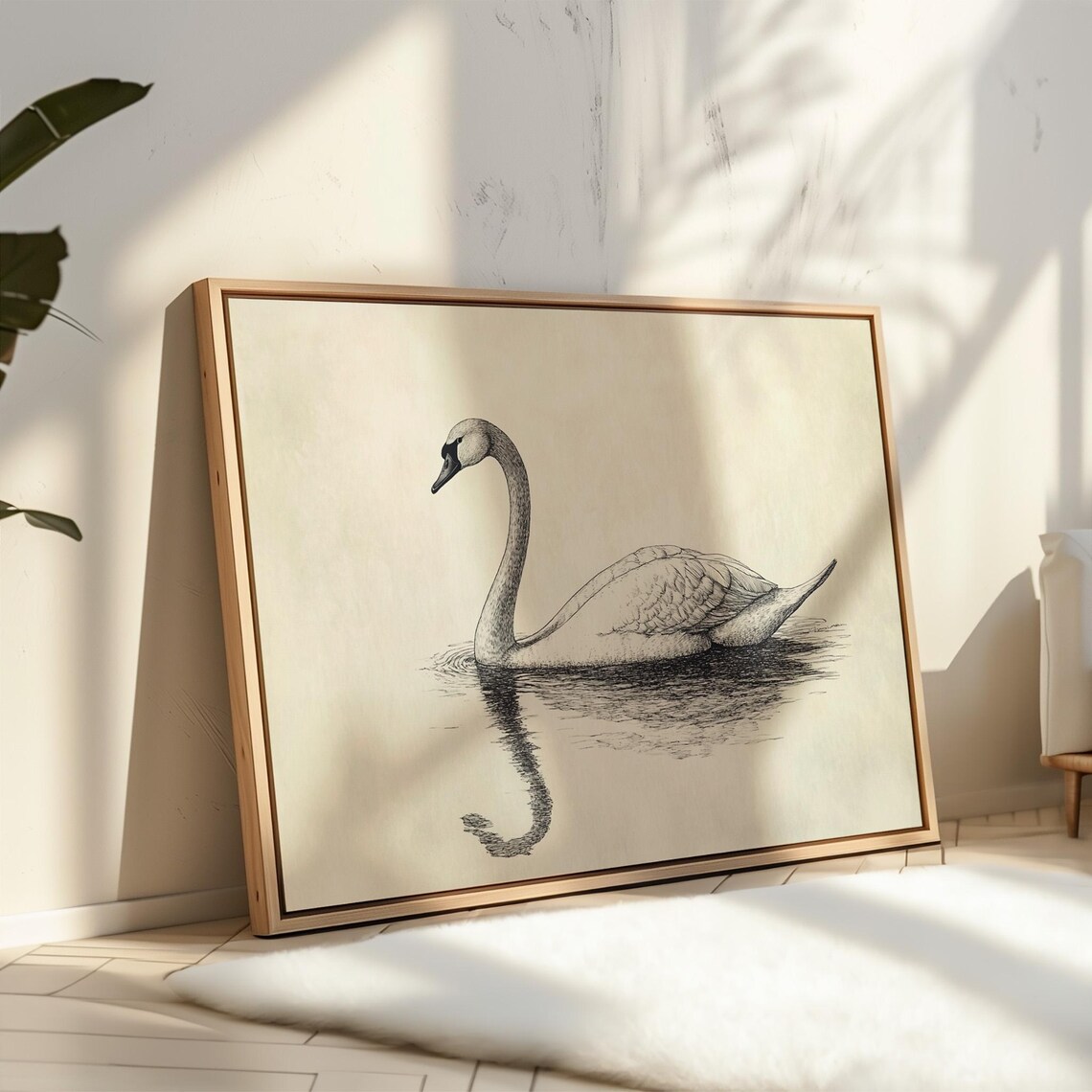 Graceful Swan Ink Drawing, Minimalist Bird Art - Image 4