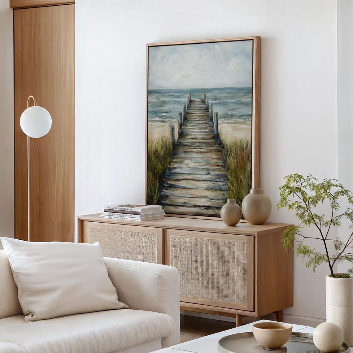 Wooden Pier Over Dunes Leading To Calm Ocean Serene Coastal Print - Image 3