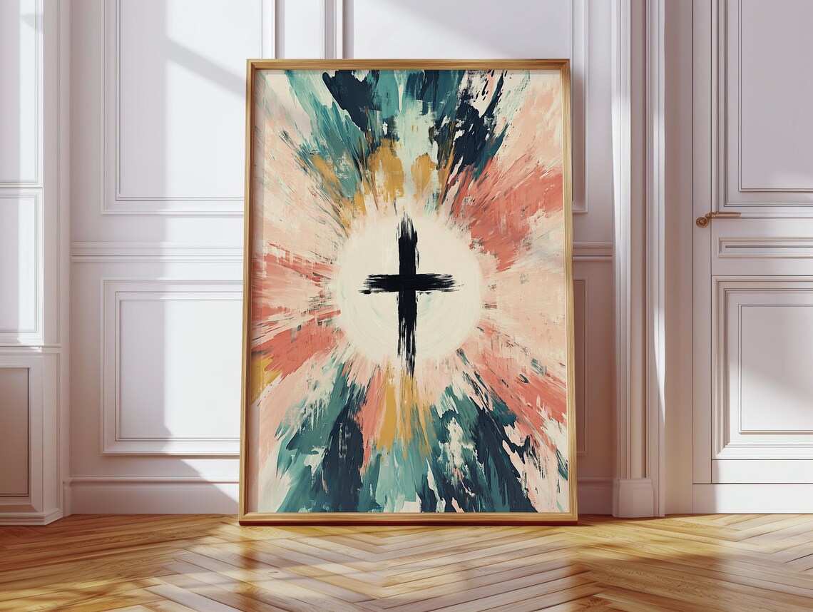 Abstract Cross Radiance, Modern Christian Faith Decor - Image 4