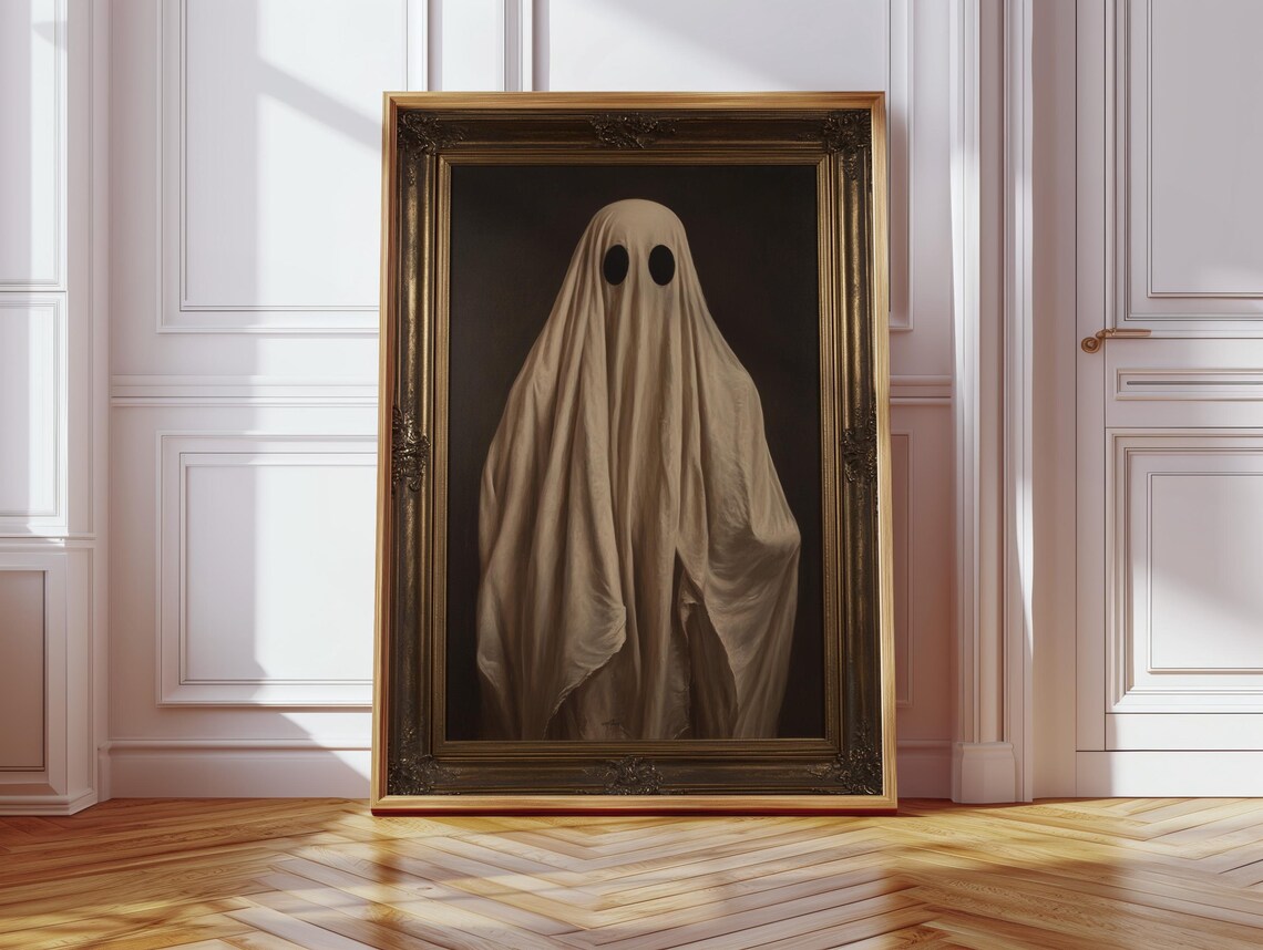 Vintage Ghost Portrait, Gothic Halloween Decor
