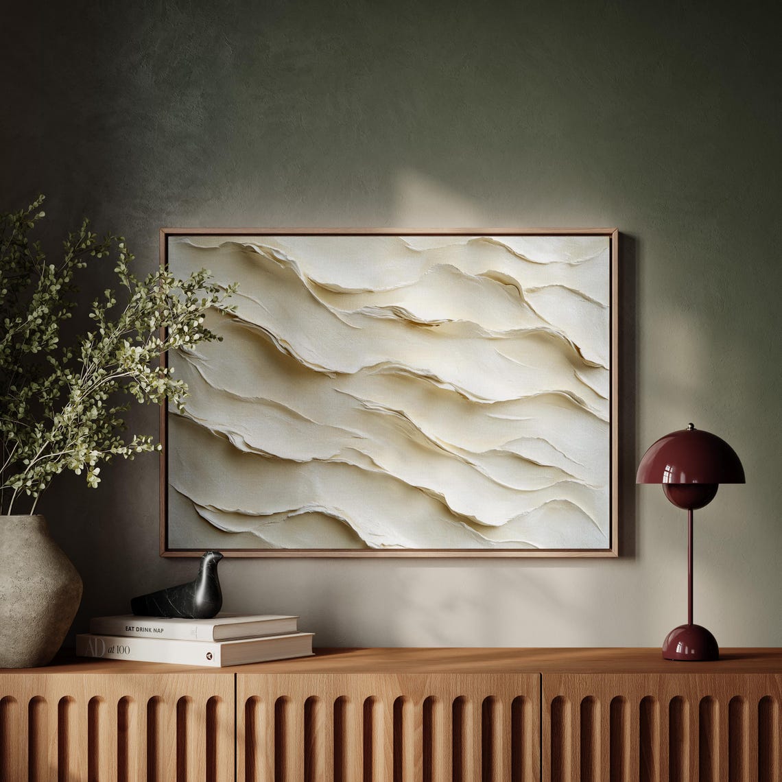 Textured Neutral Wall Art Print Abstract 3d Style Painting Modern Beige Minimalist Home Decor Large Contemporary Artwork - Image 4