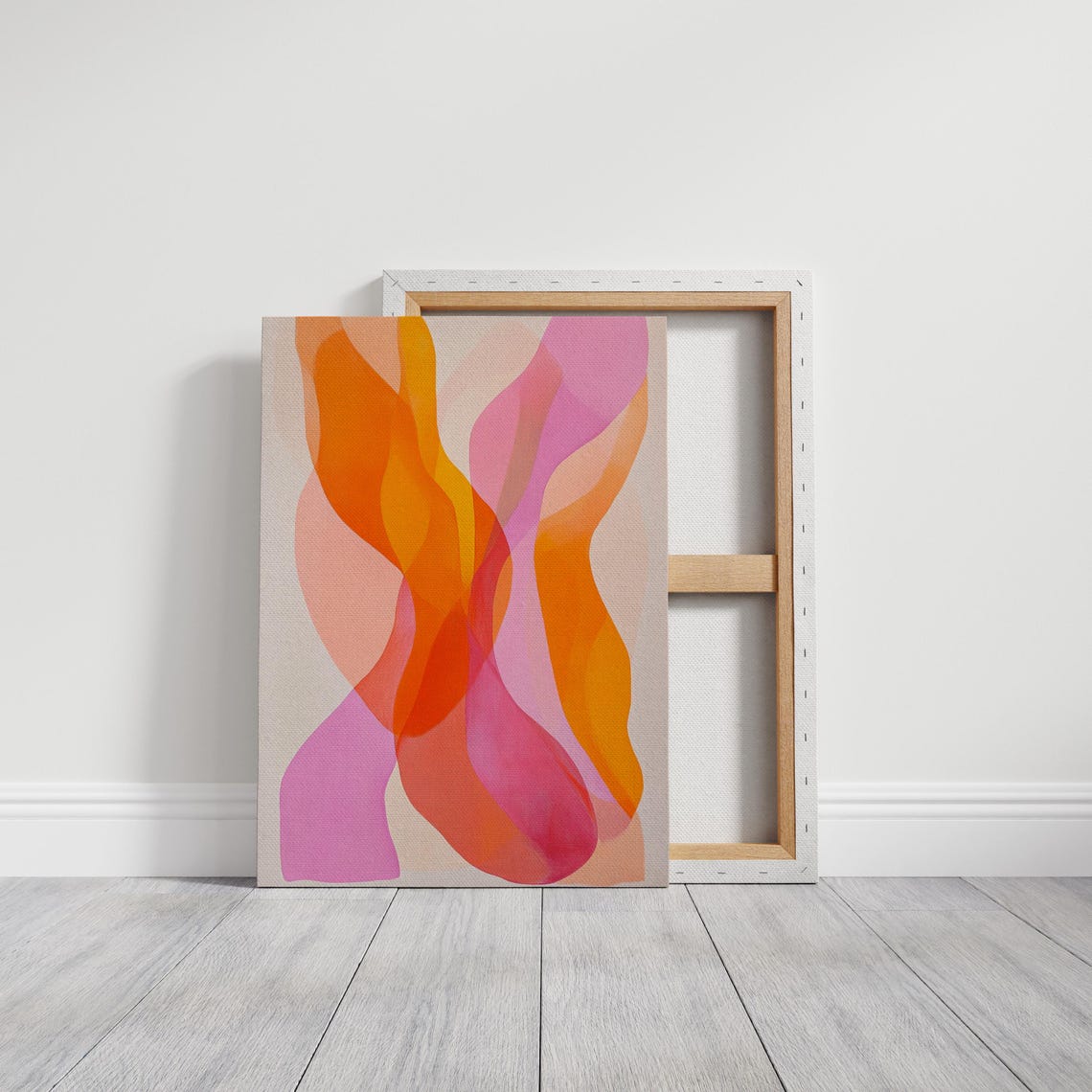 Flowing Pink Orange Waves Abstract Fluid Modern Colorful Art Poster - Image 5