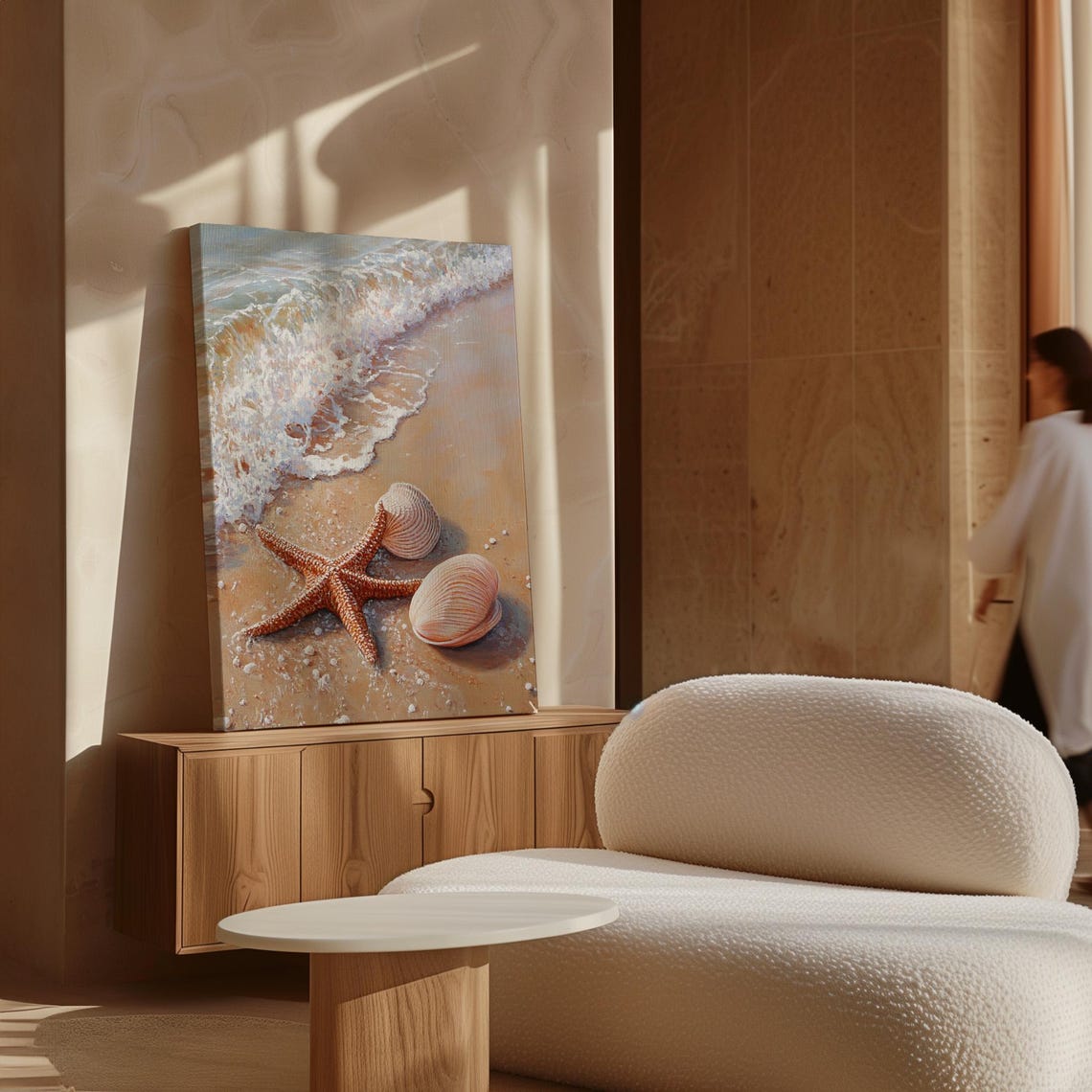 Starfish And Seashells Shoreline Waves Calm Coastal Ocean Print - Image 4