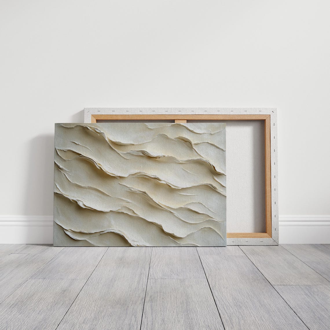 Textured Neutral Wall Art Print Abstract 3d Style Painting Modern Beige Minimalist Home Decor Large Contemporary Artwork - Image 2
