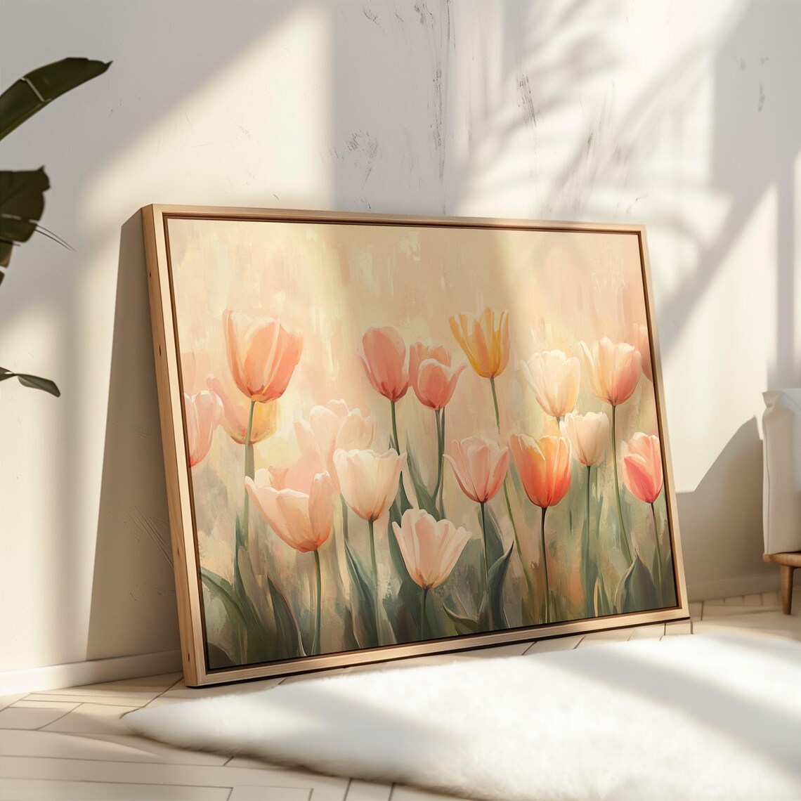Soft Pastel Tulips Dreamy Spring Floral Meadow Watercolor Wall Art