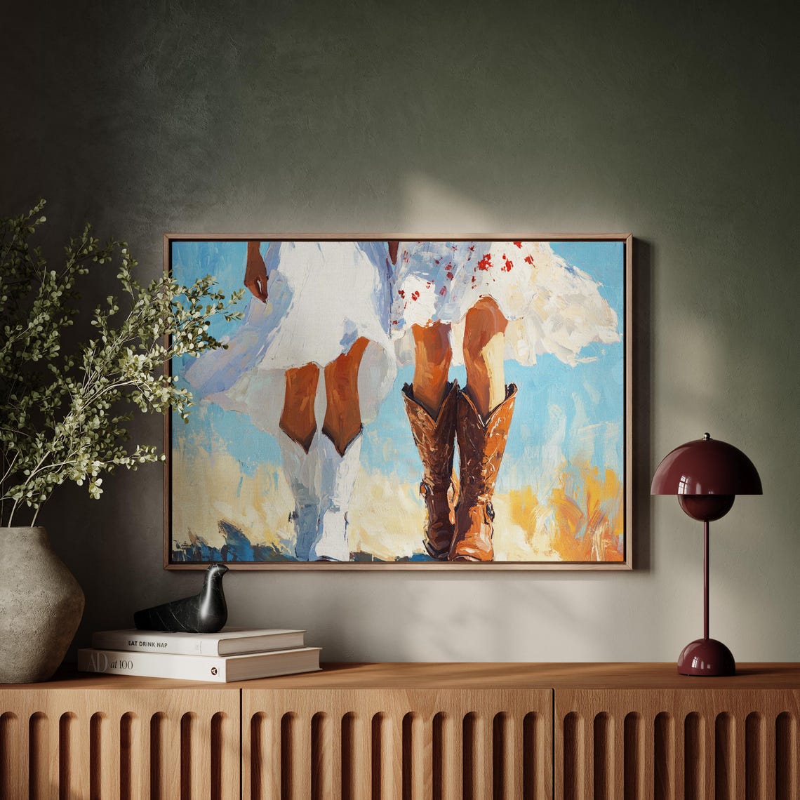 Western Brides White Dresses Cowboy Boots Rustic Wedding Wall Poster - Image 5