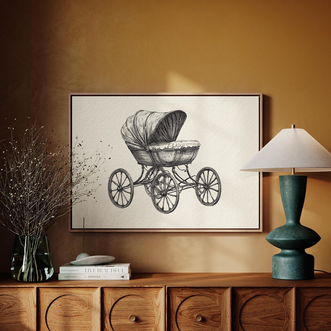 Vintage Baby Carriage Illustration, Victorian Nursery Art Print - Image 2