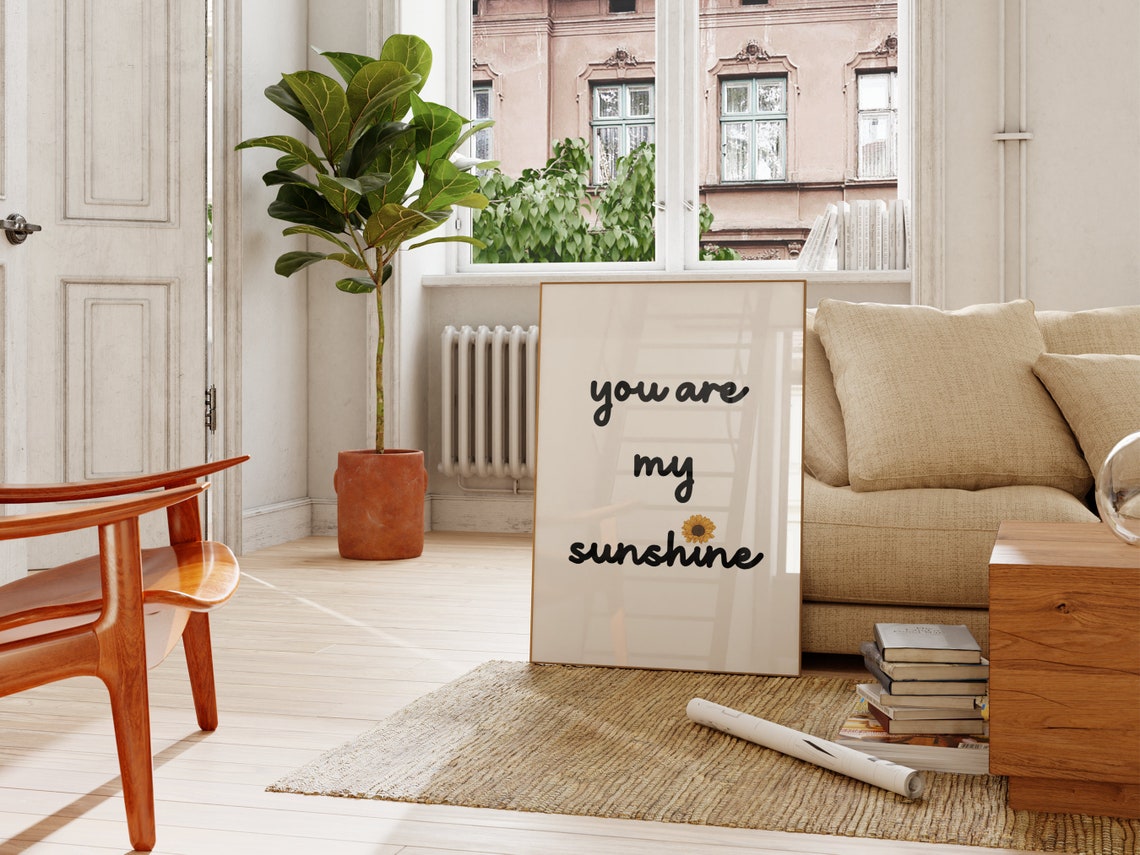 You Are My Sunshine Sunflower Script Typography Nursery Quote Poster - Image 4