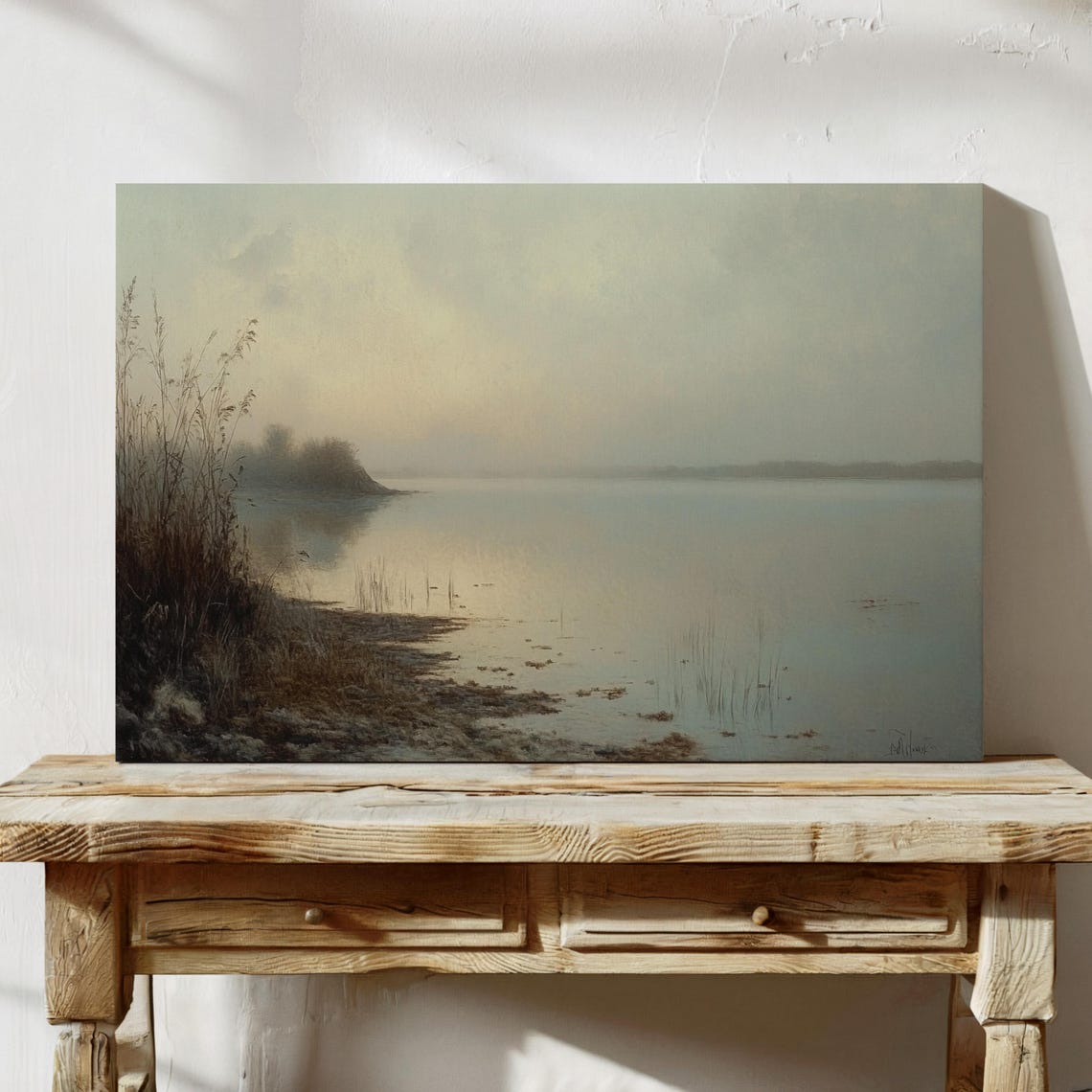 Serene Misty Lake At Dawn Tranquil Nature Landscape With Soft Reflections And Dreamy Atmosphere Wall Art Print - Image 3