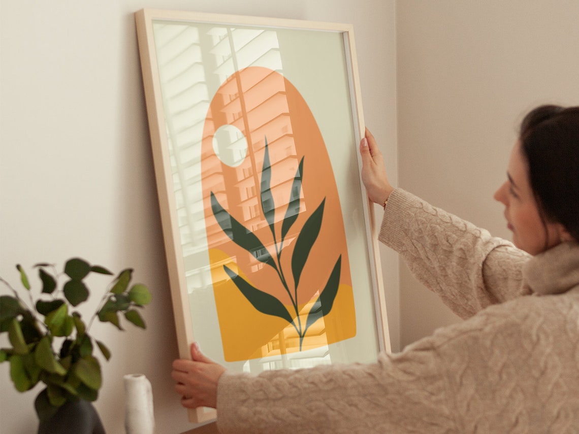 Terracotta Arch Sun Leaf Botanical Abstract Boho Wall Art Poster - Image 4
