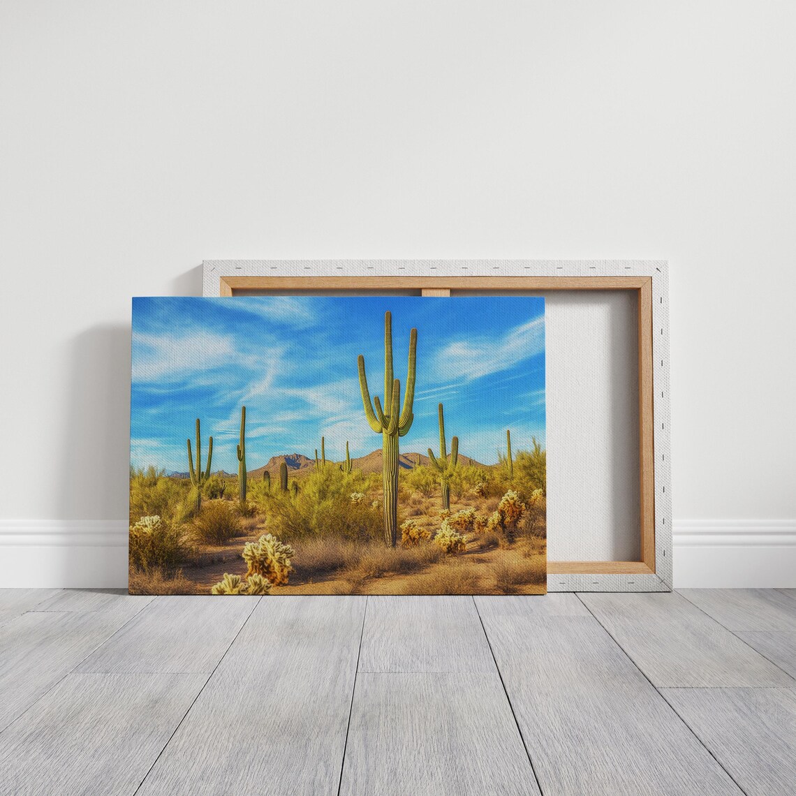 Saguaro Cacti Desert Golden Hour Vivid Blue Sky Southwest Scene Poster - Image 4