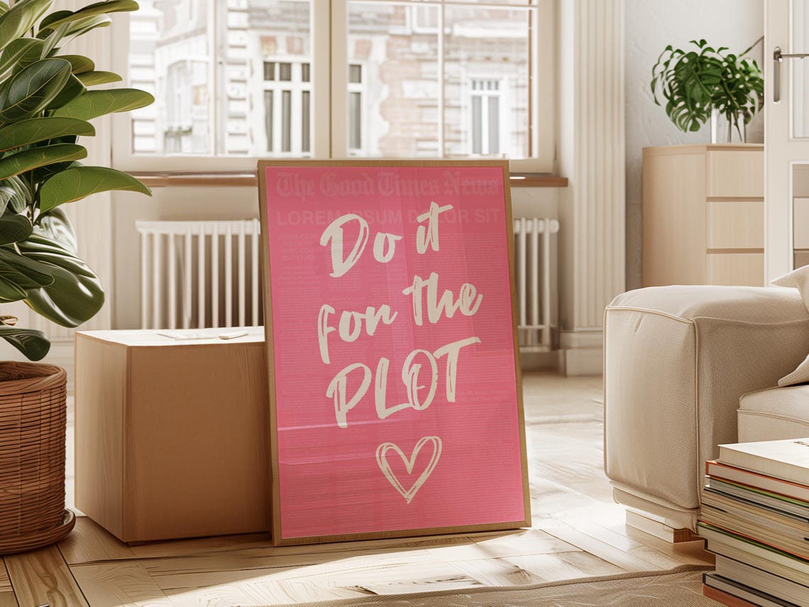 Do It For The Plot Hot Pink Motivational Typography Quote Wall Art - Image 4
