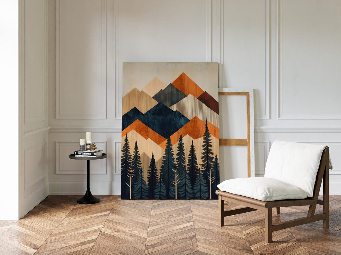 Modern Geometric Mountain Print Abstract Nature Wall Art Boho Forest Landscape Decor Earthy Tones Poster For Home Or Office - Image 5