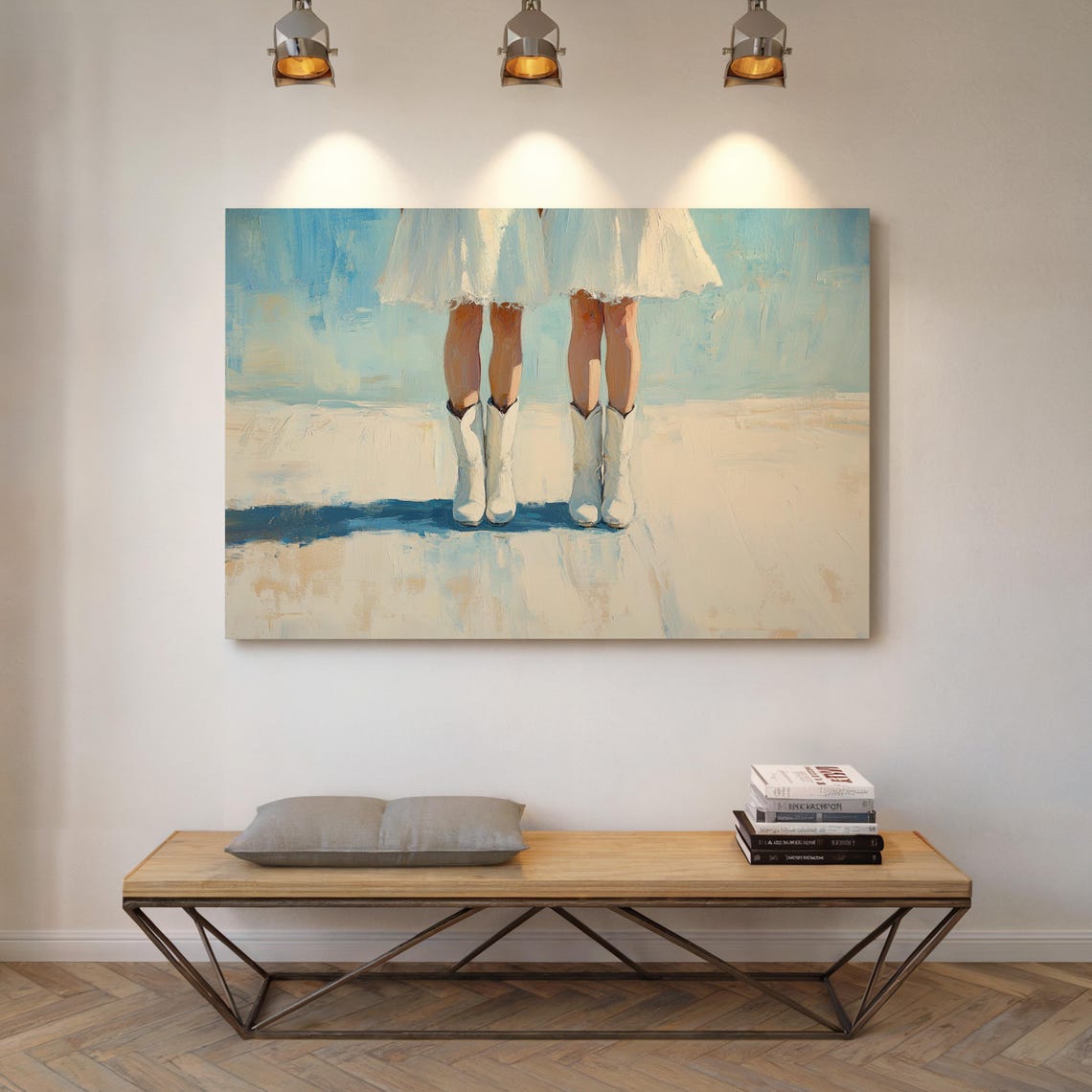 White Cowboy Boots Minimalist Beach Bride Painting Western Wall Poster - Image 5