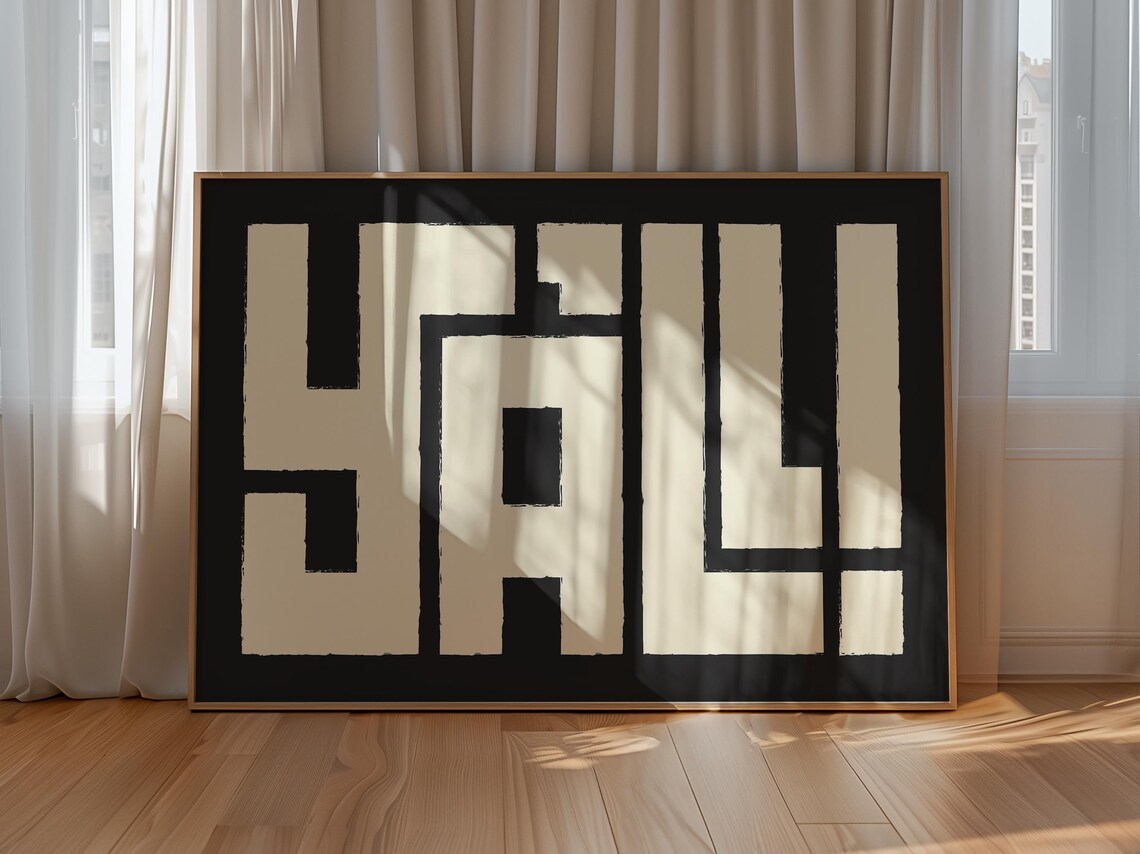 Yall Wall Art Bold Text Poster Southern Style Typography For Home Black And White Modern Rustic Decor - Image 2