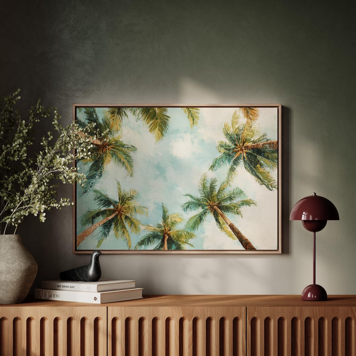 Tropical Palm Trees Against Soft Sky Watercolor Paradise Art Poster - Image 5
