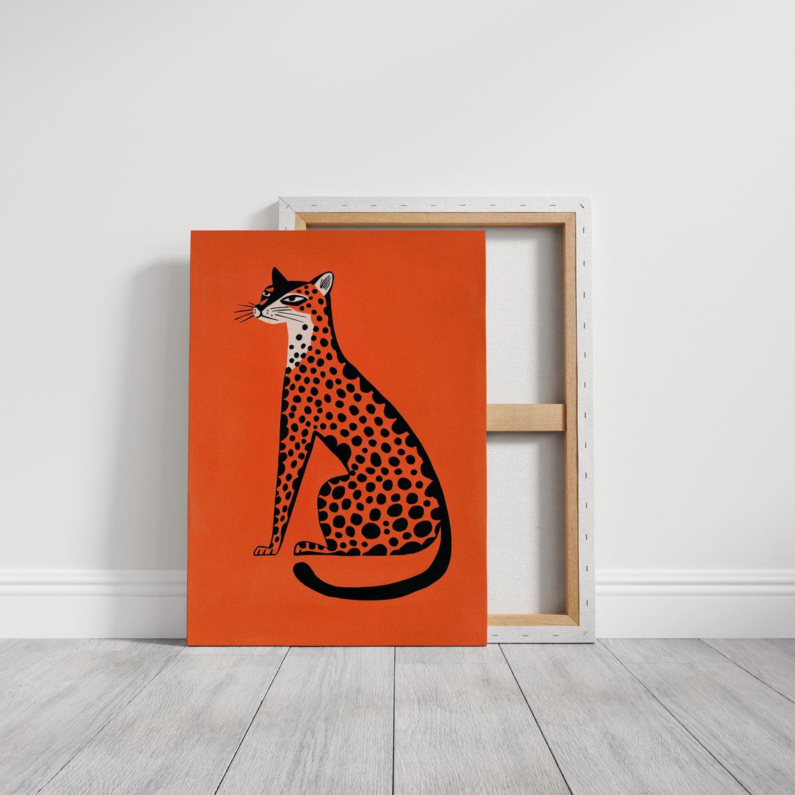 Bold Abstract Cheetah Illustration On Vibrant Orange Background Modern Animal Art Print - Image 4