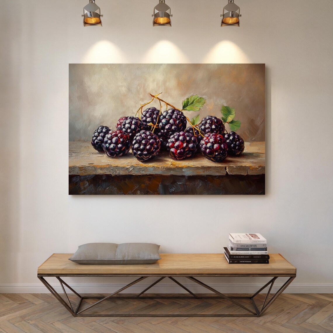 Juicy Blackberries, Rustic Still Life Art Print - Image 3