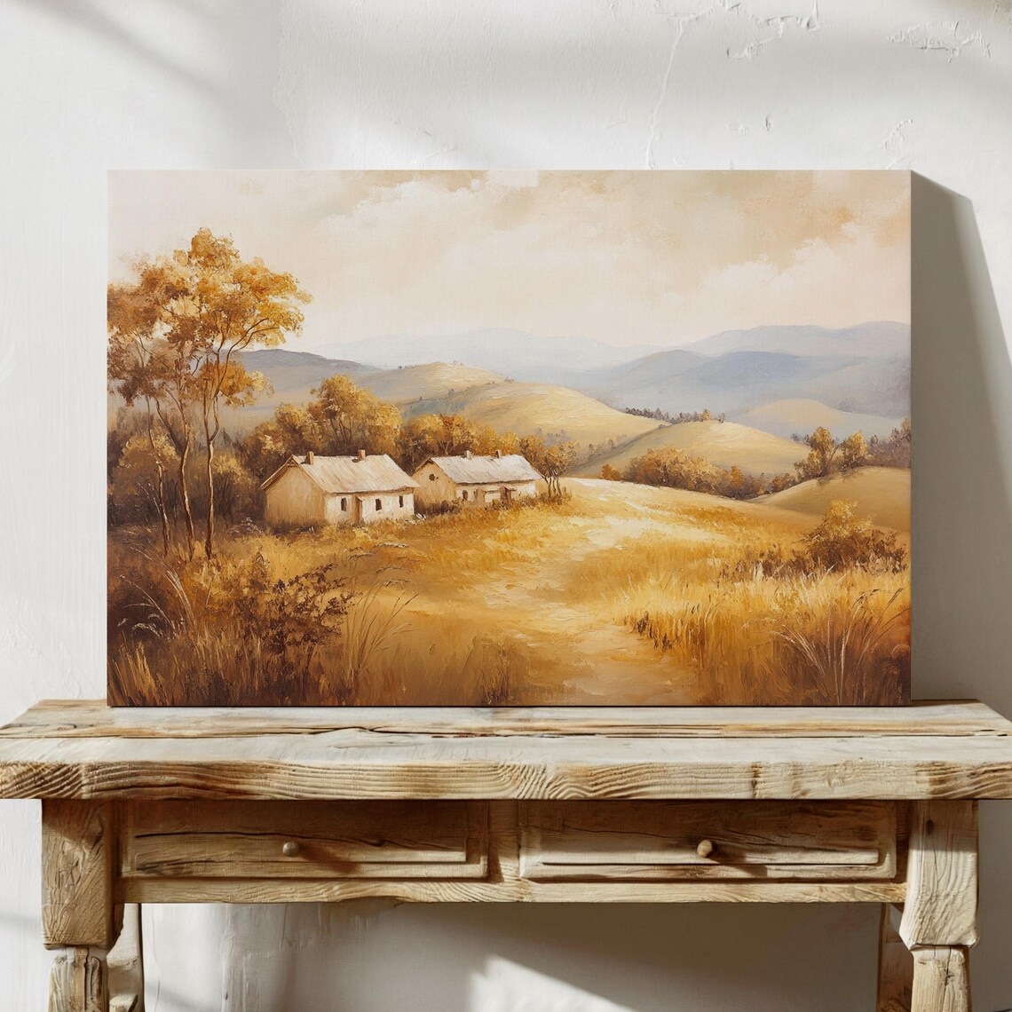 Golden Countryside Cottages, Rustic Autumn Landscape - Image 5