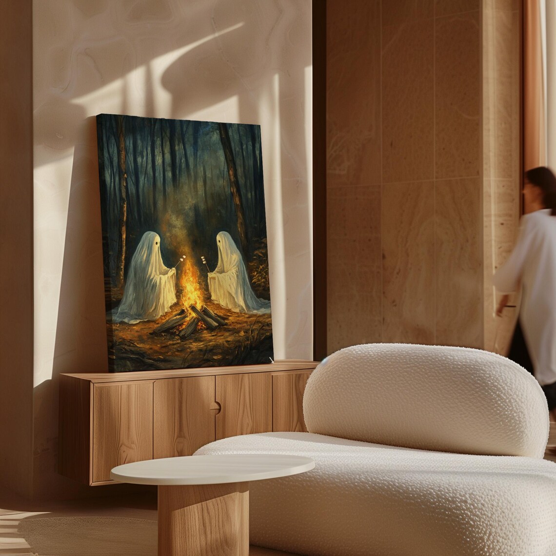 Ghosts Roasting Marshmallows, Cozy Spooky Art - Image 3