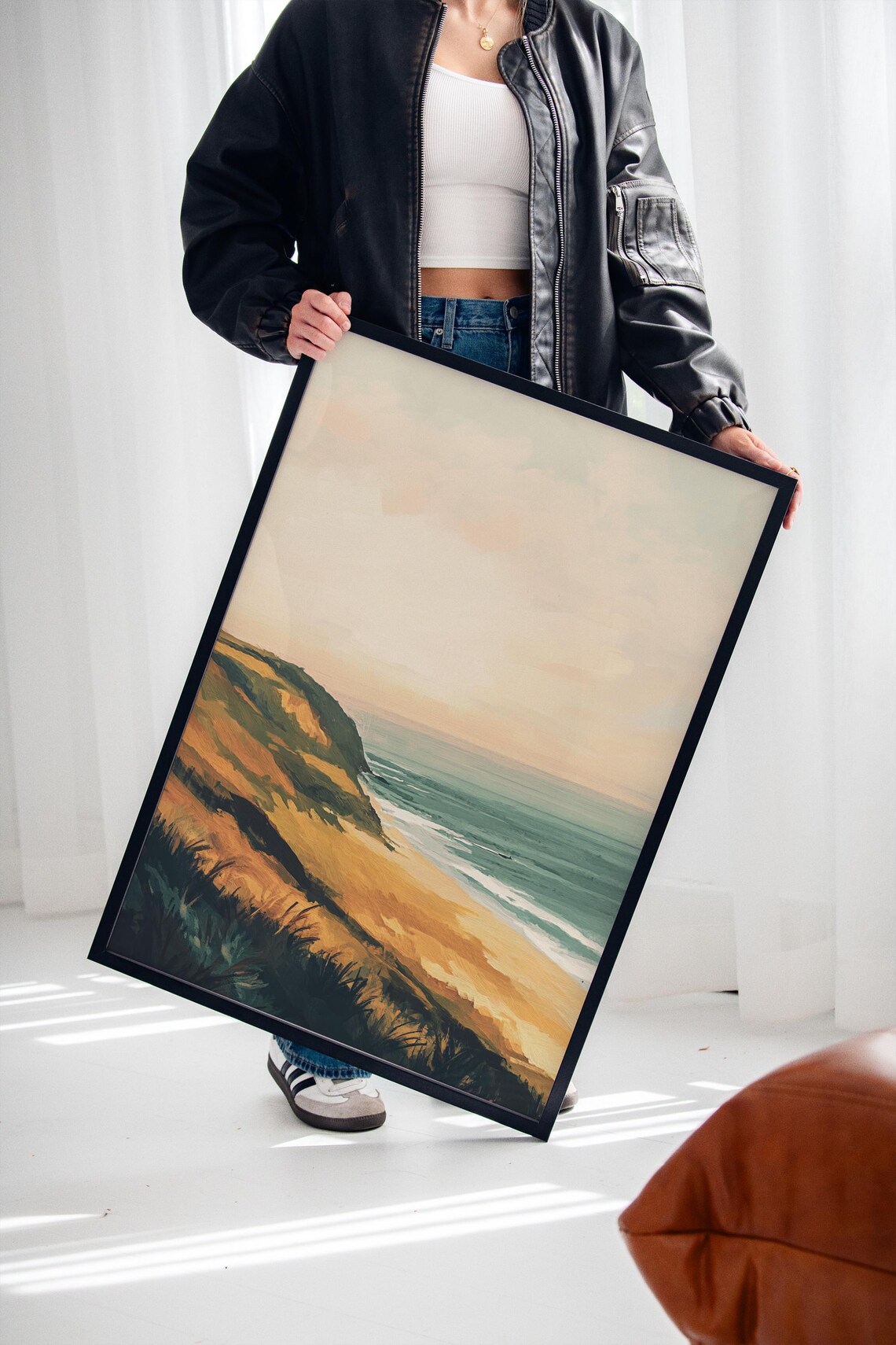 Sunset Coastal Cliff Landscape, Christian Nature Art - Image 3