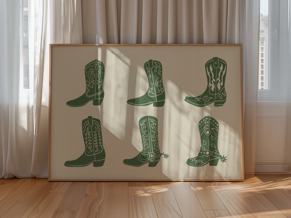 Western Style Art Print Boho Minimalist Prints Modern Art Bohominimalistdecor Cowboy Art Physical Poster Print Shipped To You
