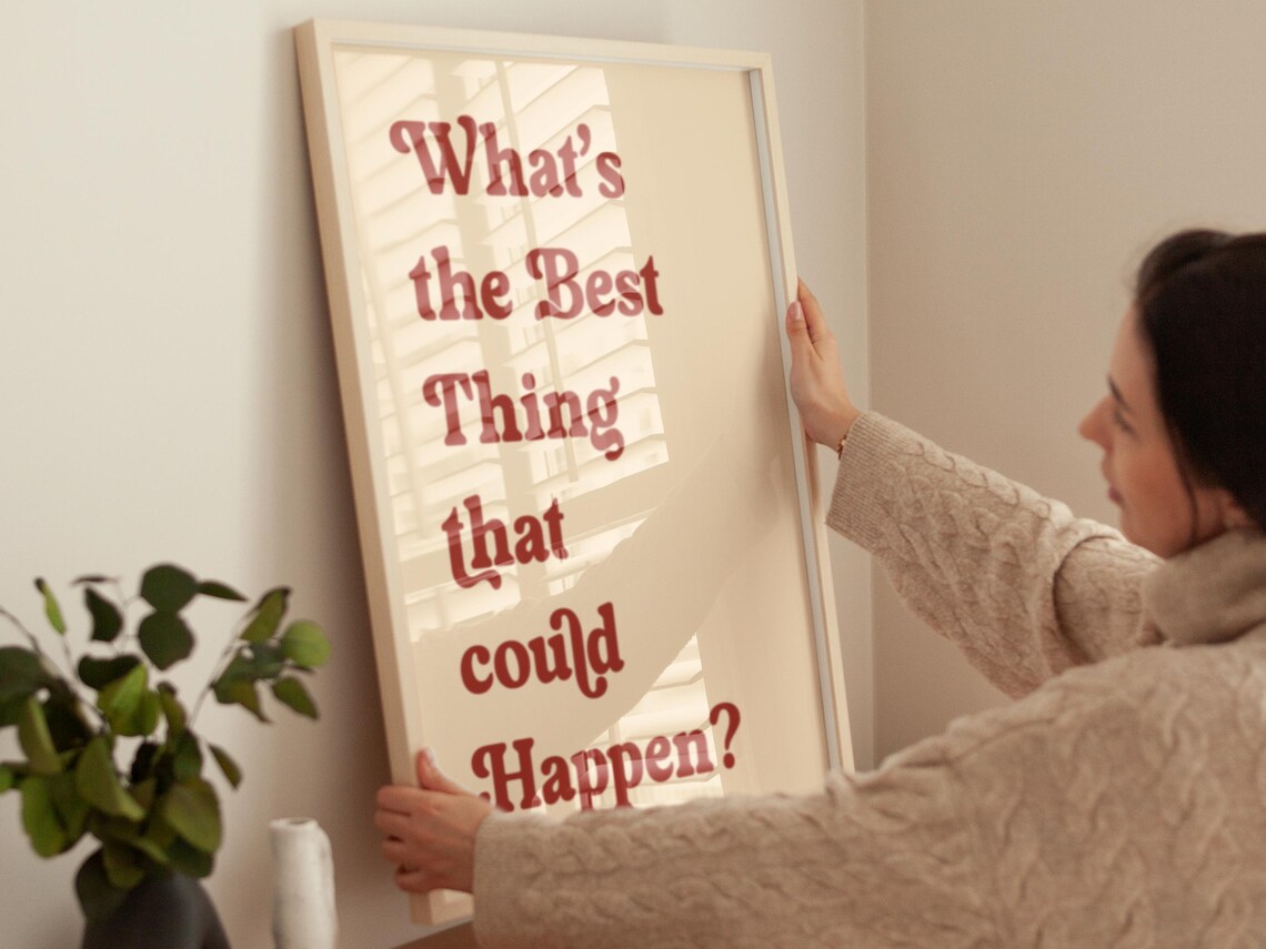Whats The Best Thing That Could Happen Burgundy Retro Quote Poster - Image 2