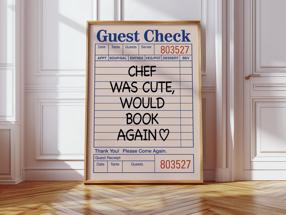 Funny Guest Check, Restaurant Humor Decor