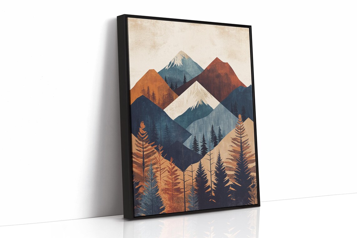 Geometric Mountain Modern Abstract Landscape Art Print - Image 4