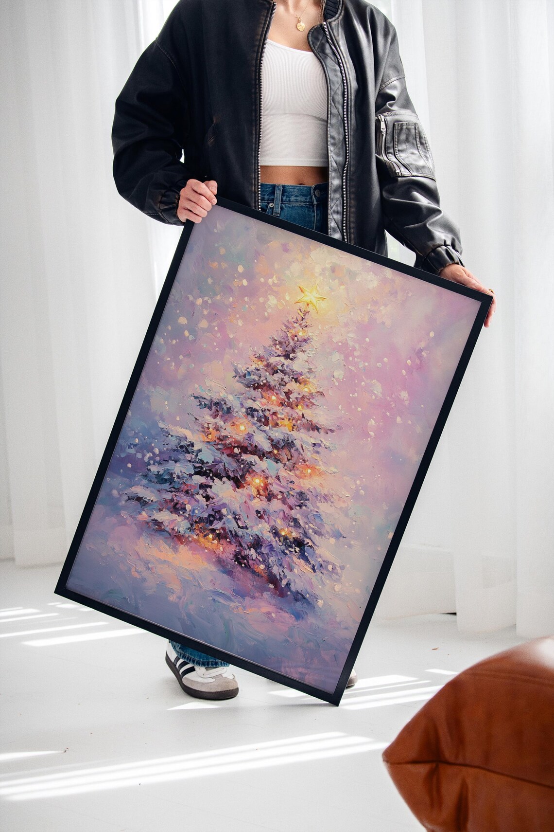 Magical Snowy Christmas Tree, Winter Holiday Art Print - Image 3