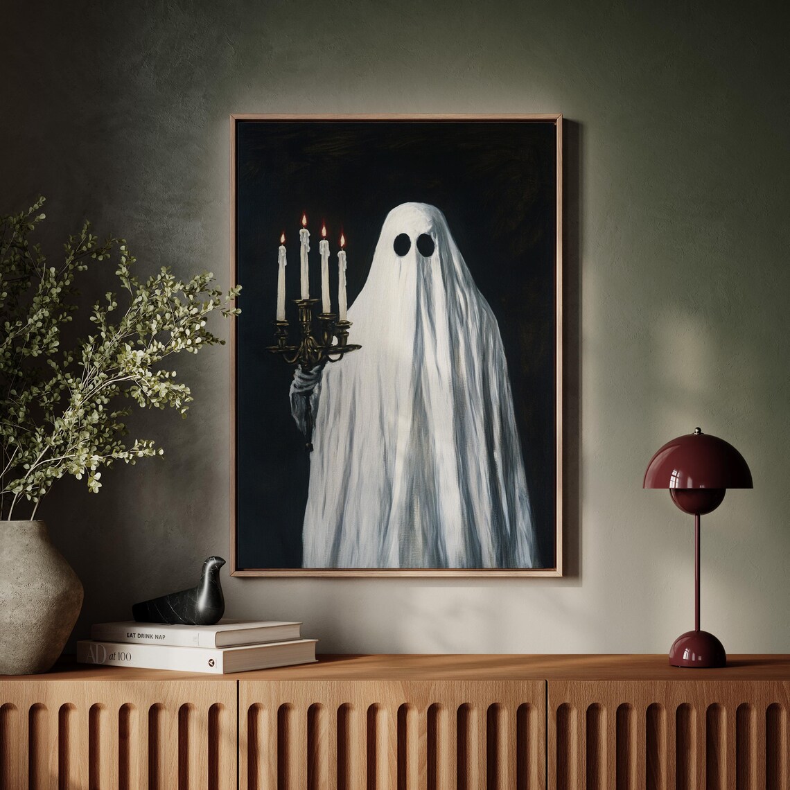 Elegant Ghost Holding Lit Candelabra Dark Academia Gothic Poster - Image 5