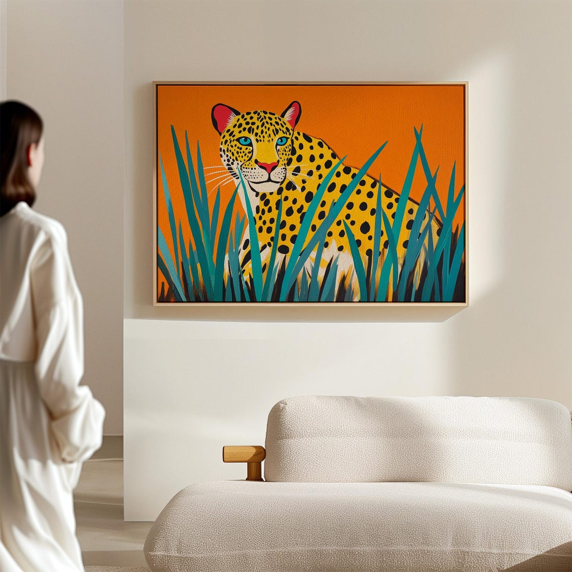Leopard In Grass, Wildlife Art Print - Image 4