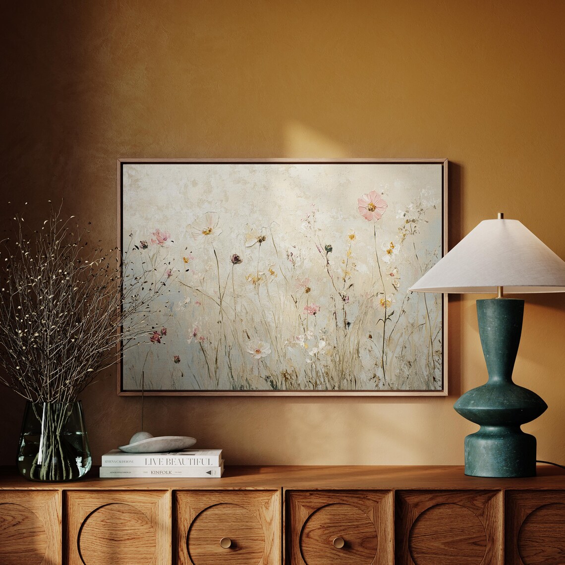 Delicate Wildflower Meadow Neutral Cream Beige Botanical Flower Print - Image 5