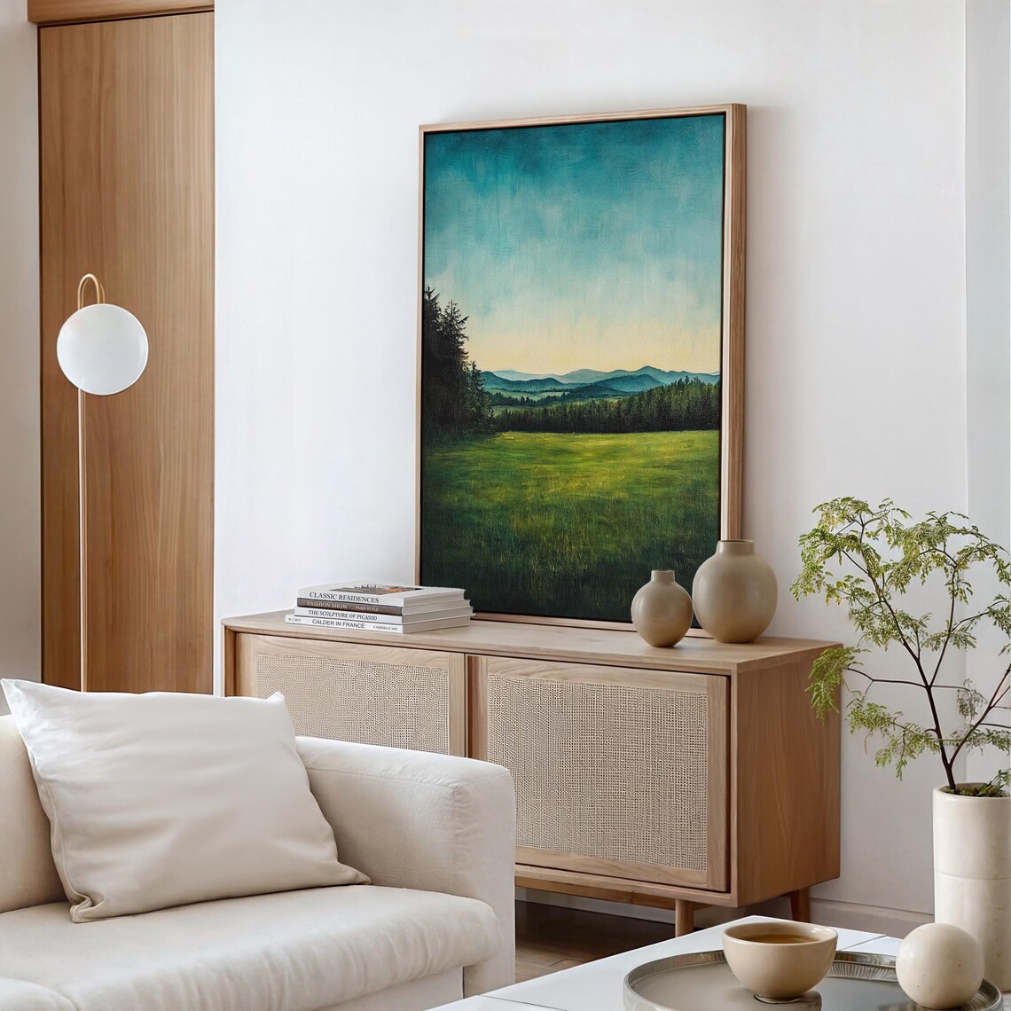 Serene Mountain Landscape, Misty Forest Art Print - Image 3