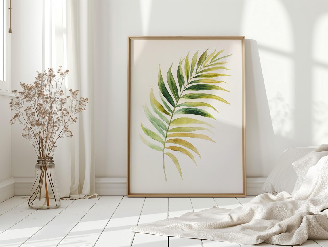 Palm Leaf Watercolor Art Print, Tropical Botanical - Image 2
