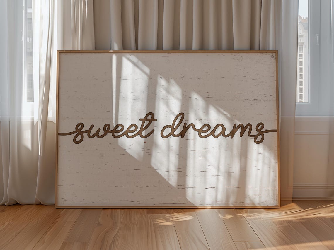 Sweet Dreams Rustic Script Sign Farmhouse Bedroom Wall Poster - Image 2