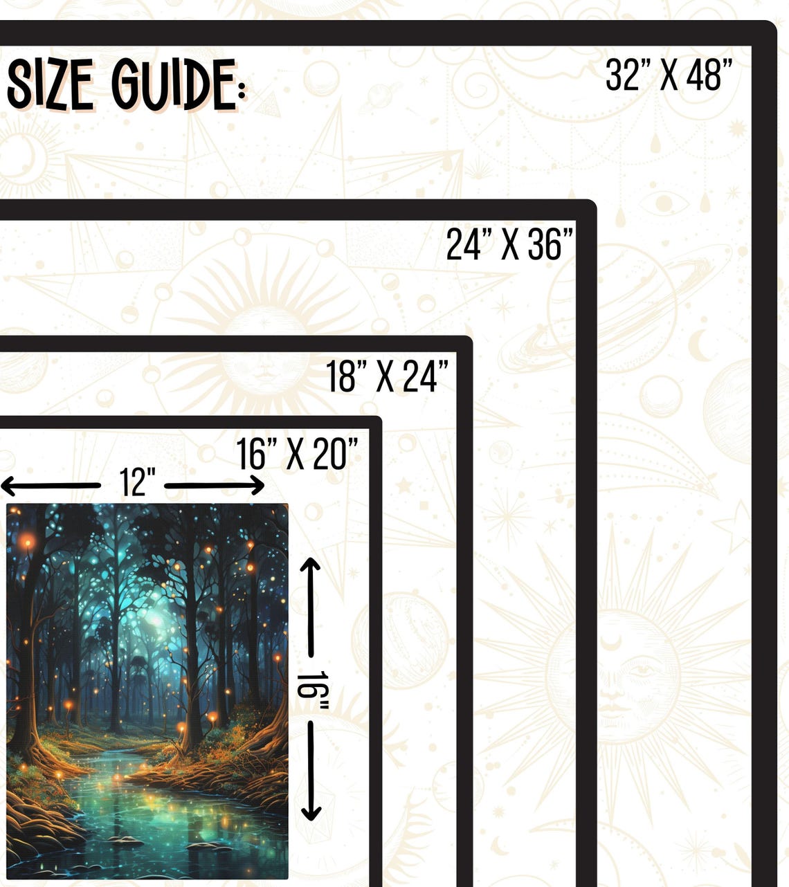 Firefly Forest With Glowing Stream Enchanted Turquoise Night Poster - Image 2
