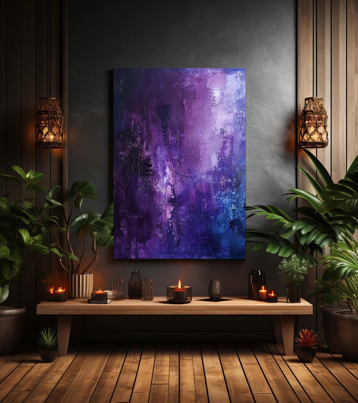 Indigo Amethyst Textured Abstract Purple Modern Decor Art Poster - Image 4