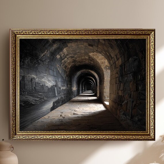 Medieval Stone Archway Tunnel Corridor Gothic Historic Architecture Poster