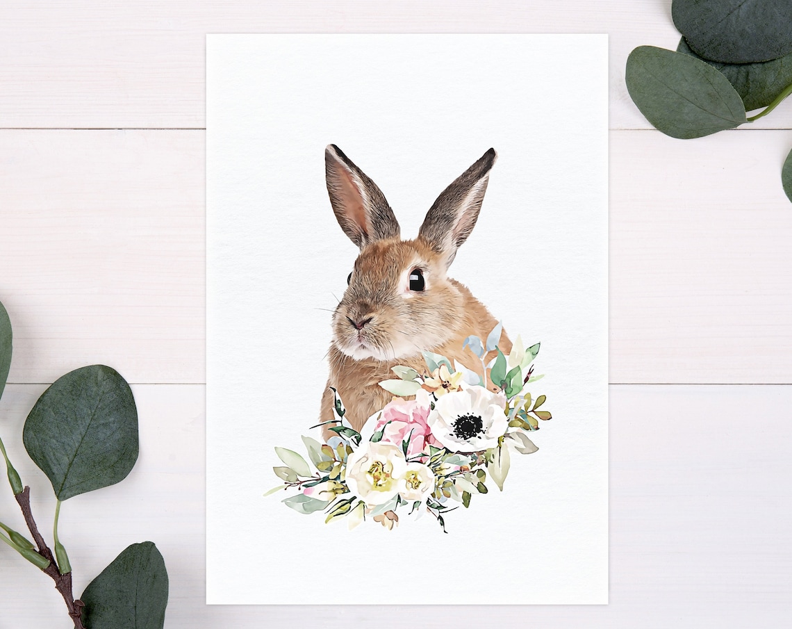 Custom Pet Portrait, Peekaboo Flower Crown Art Print