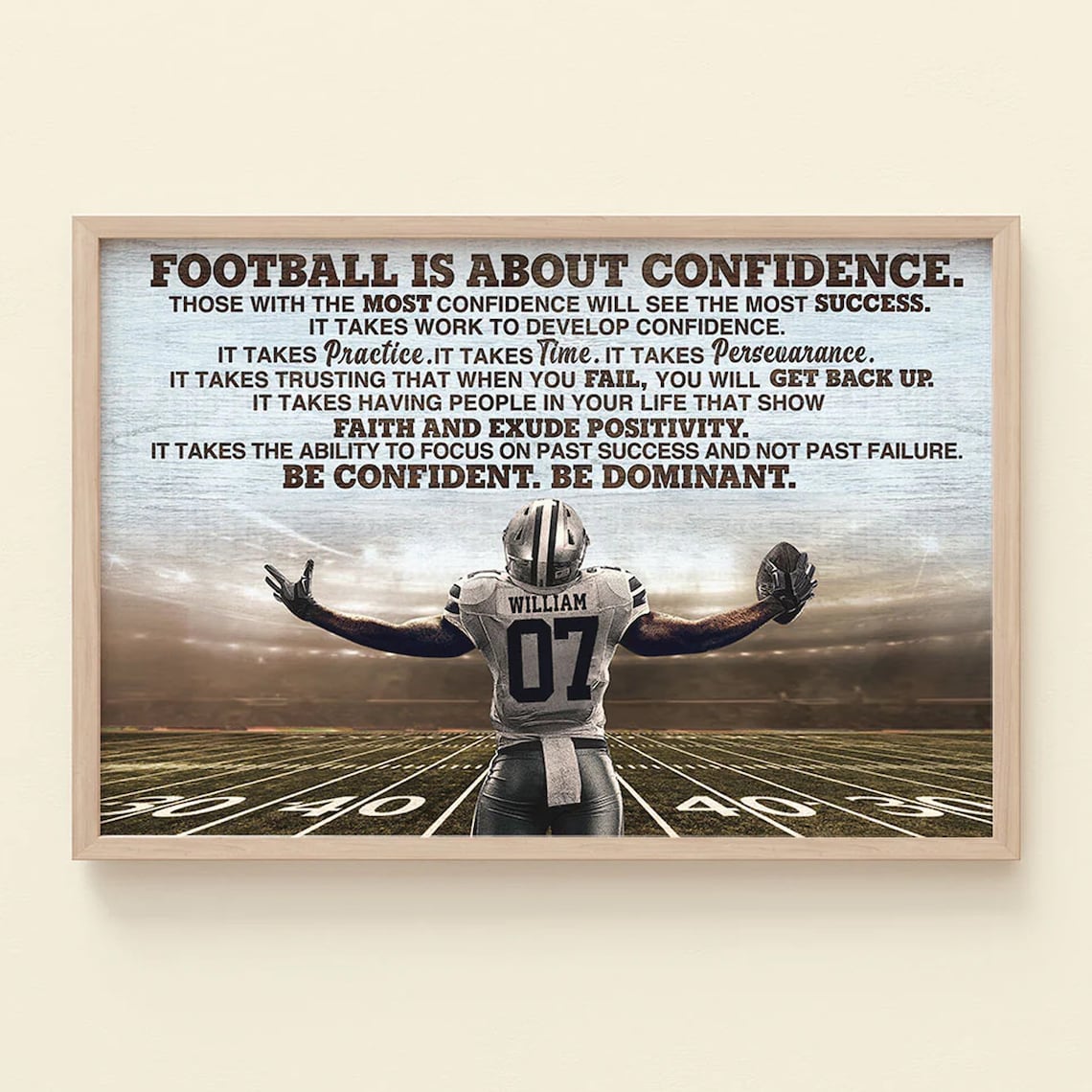 Football Is About Confidence Personalized Football Player Print Football Gifts For Boys Football Player Gift - Image 4