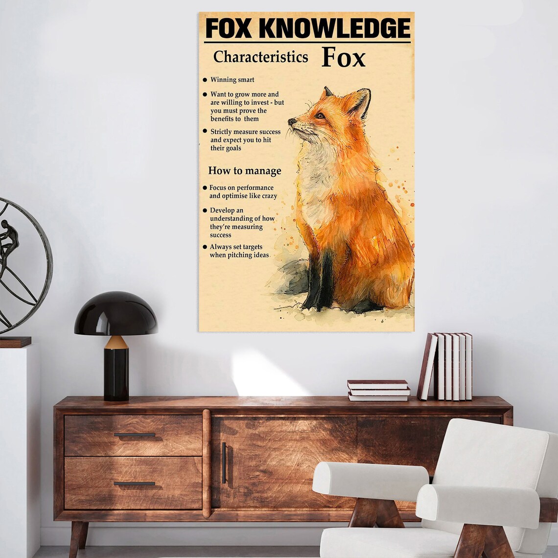 Fox Knowledge Vintage Education Art Print - Image 4