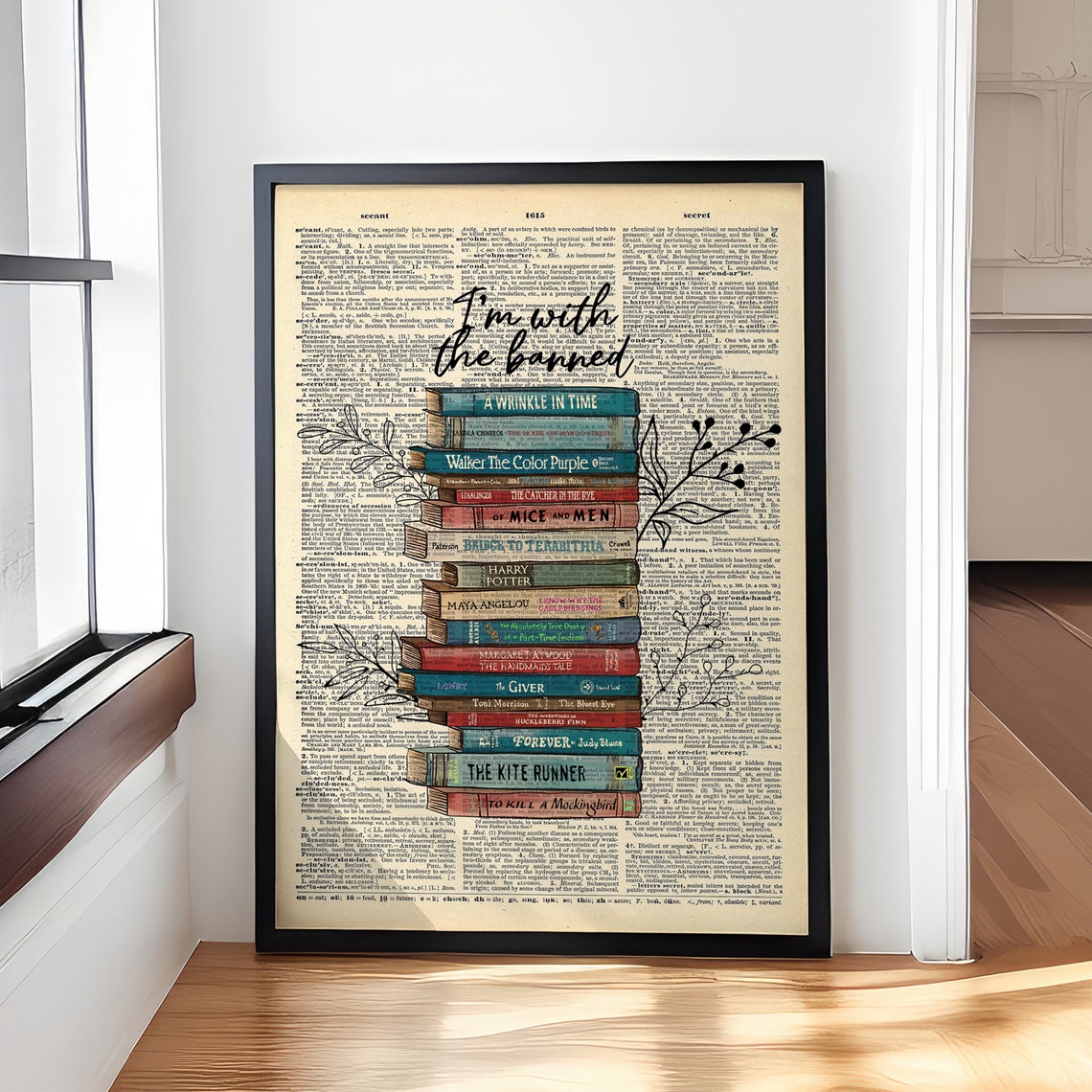 I'm With the Banned Stacked Books Vintage Dictionary Page Poster - Image 4
