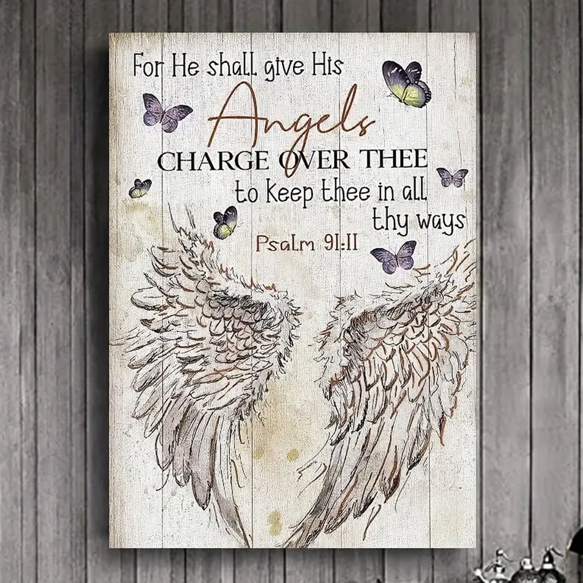 Psalm 91 Verse Angel Wings And Butterflies Christian Scripture Poster - Image 4