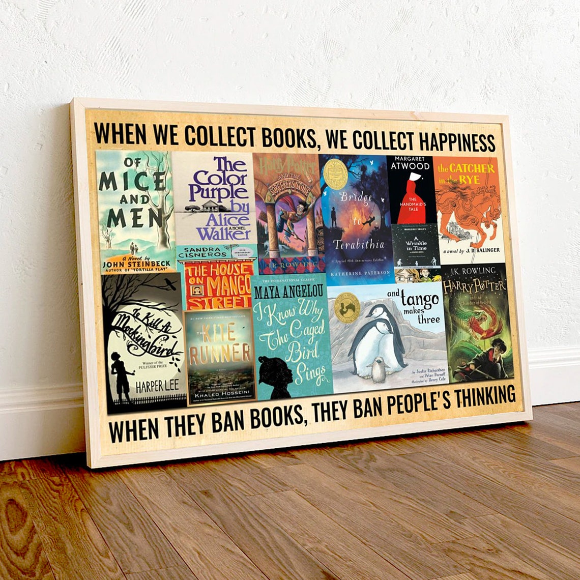'When We Collect Books We Collect Happiness' Banned Books Poster