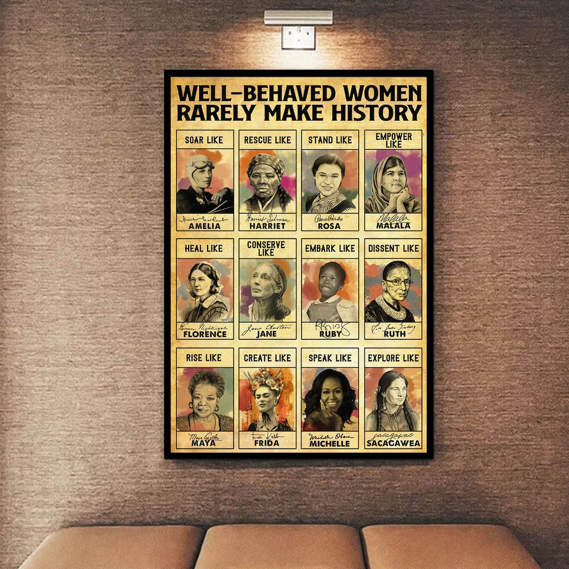 Well Behaved Women Seldom Make History 9 Icons Feminist Poster - Image 2