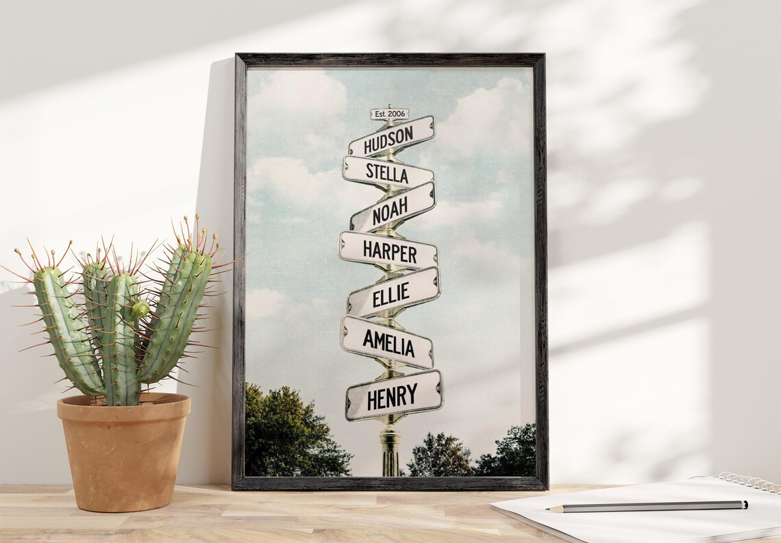 Personalized Family Names on Vintage Street Sign Post Est 2006 Poster - Image 4
