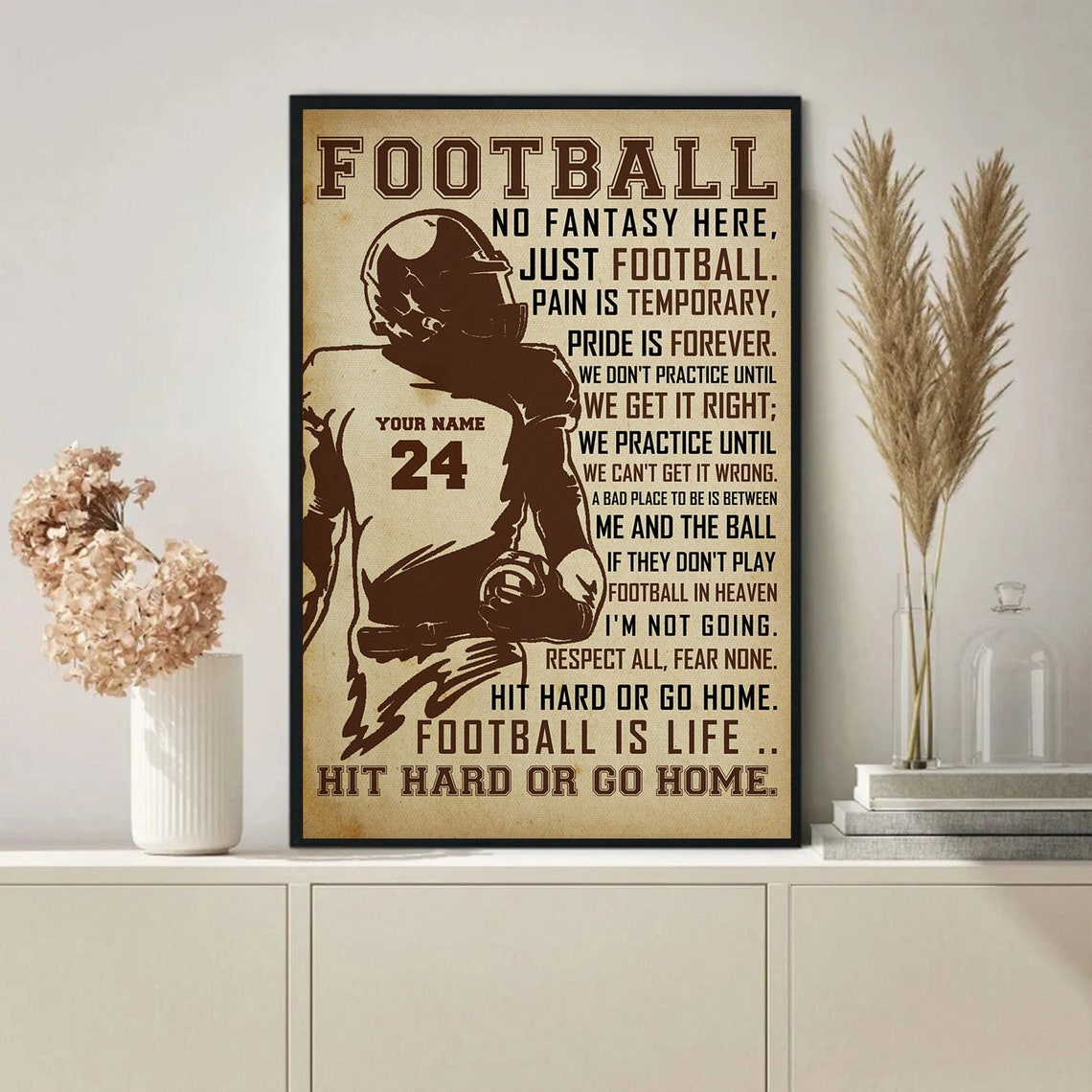 Personalized Football Is Life Posters Football Wall Art Football Wall Art Football Gifts For Boys Kids Bedroom Decor - Image 2