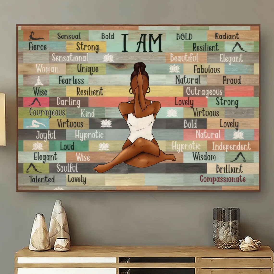 I Am Bold Sensual Strong Yoga Woman Affirmation Canvas Poster - Image 2
